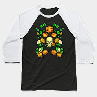 Skull N Roses Ornament 3D Baseball T-Shirt